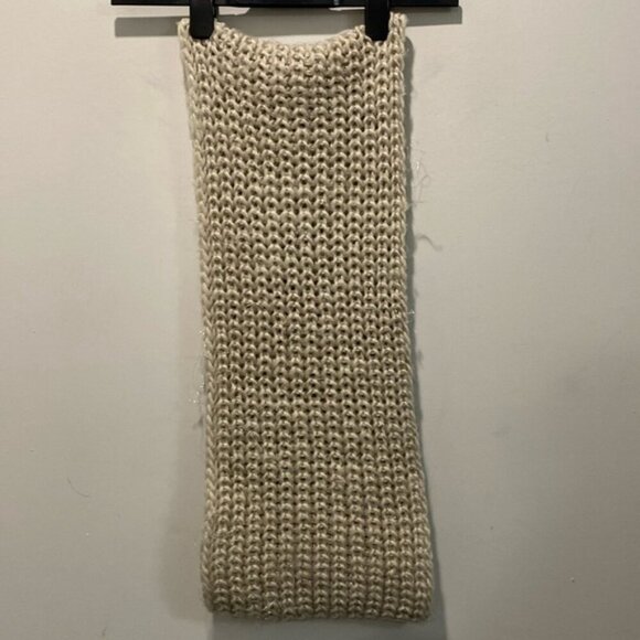 Grey Infinity Scarf Metallic Weaved Textured 48x9 - Picture 7 of 7